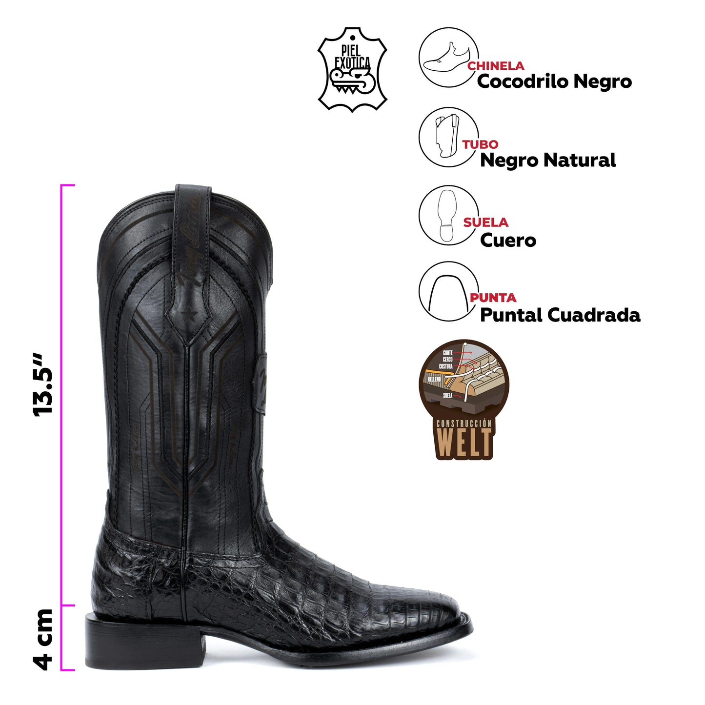 WILD LEGACY BULLDOG 11" CROCODILE BLACK